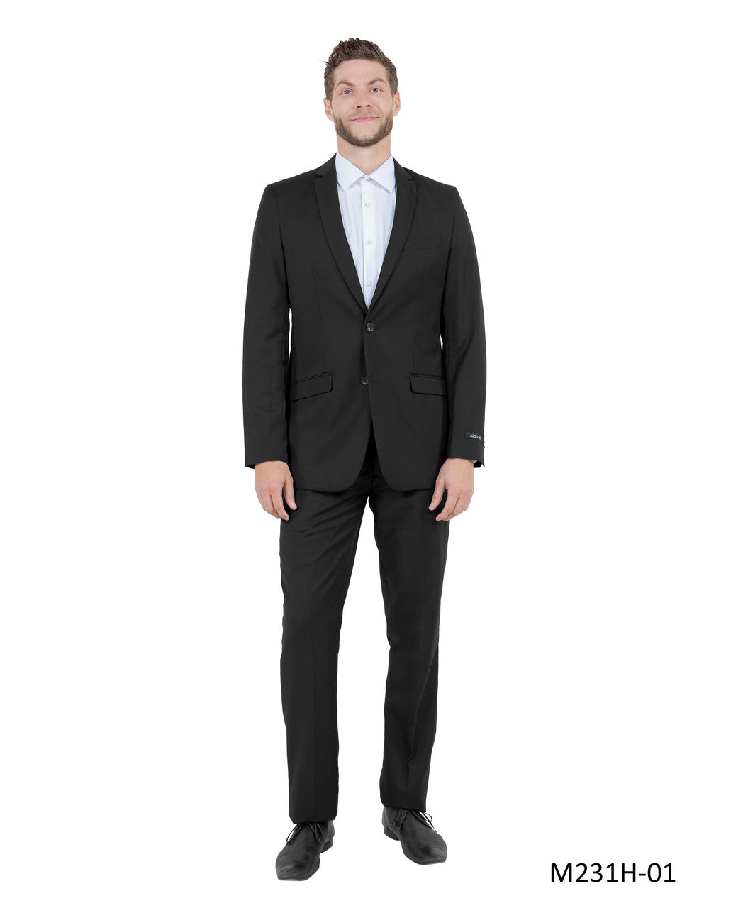 three-piece vested suit in black