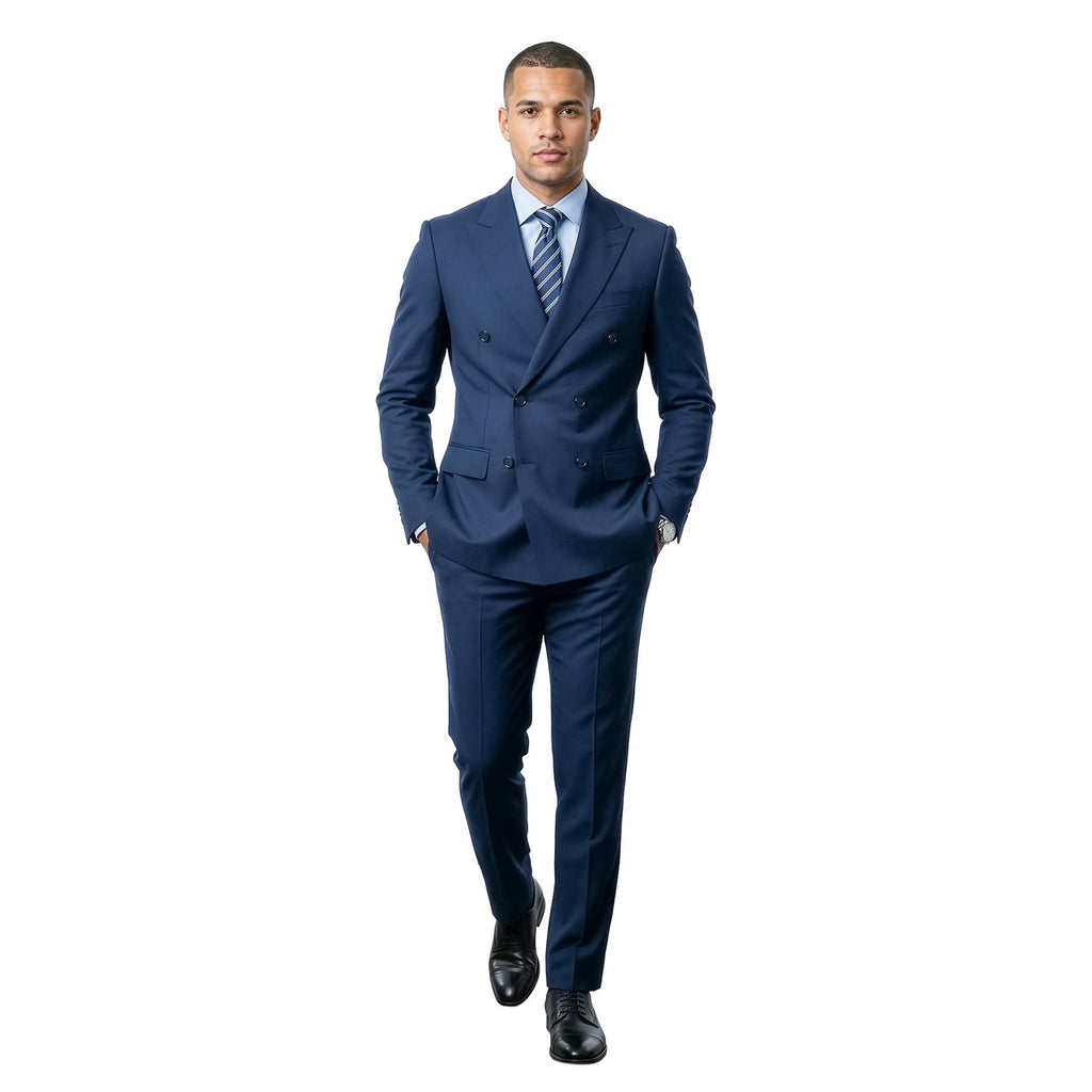 Double-breasted notch lapel suit in navy