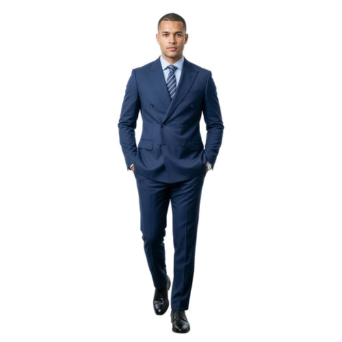 Double-breasted notch lapel suit in navy