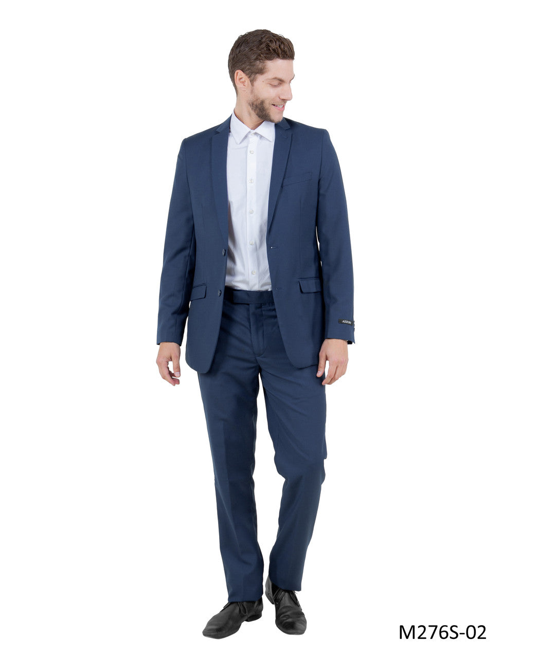 classic two-button suit in navy