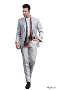 slim fit sharkskin suit in tan