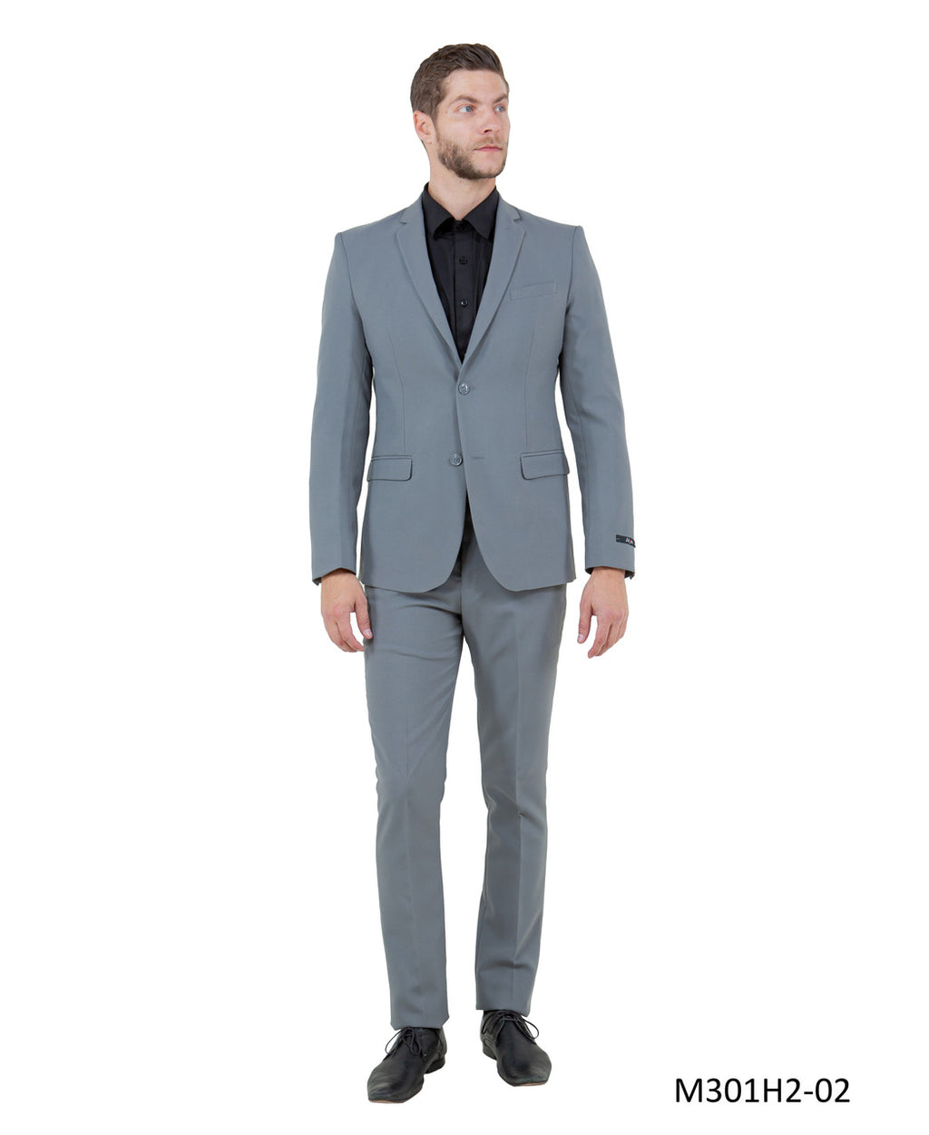 Slim fit two-button suit in light grey