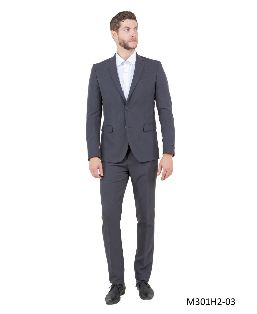 Slim fit two-button suit in dark grey