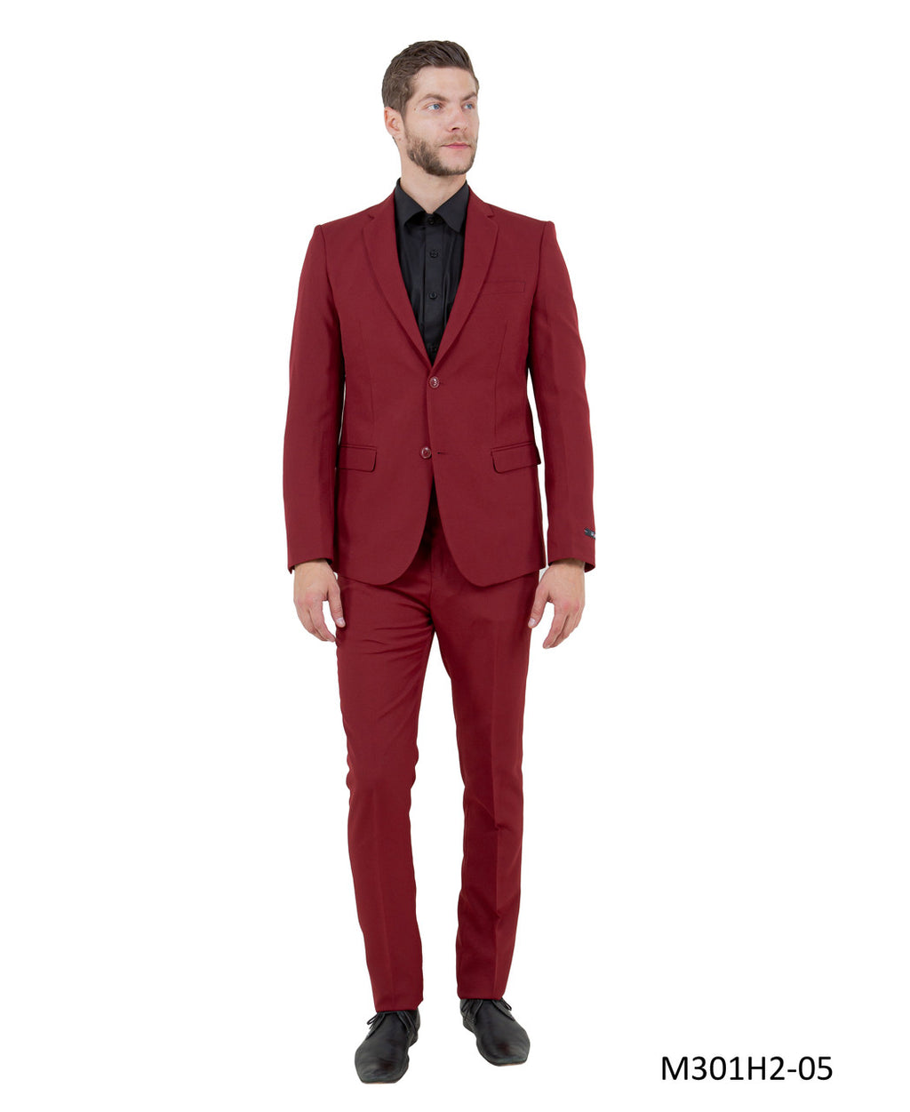 Slim fit two-button suit in burgundy
