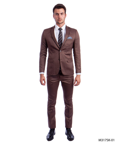 2 PC Birdseye Suit Skinny Fit Suits