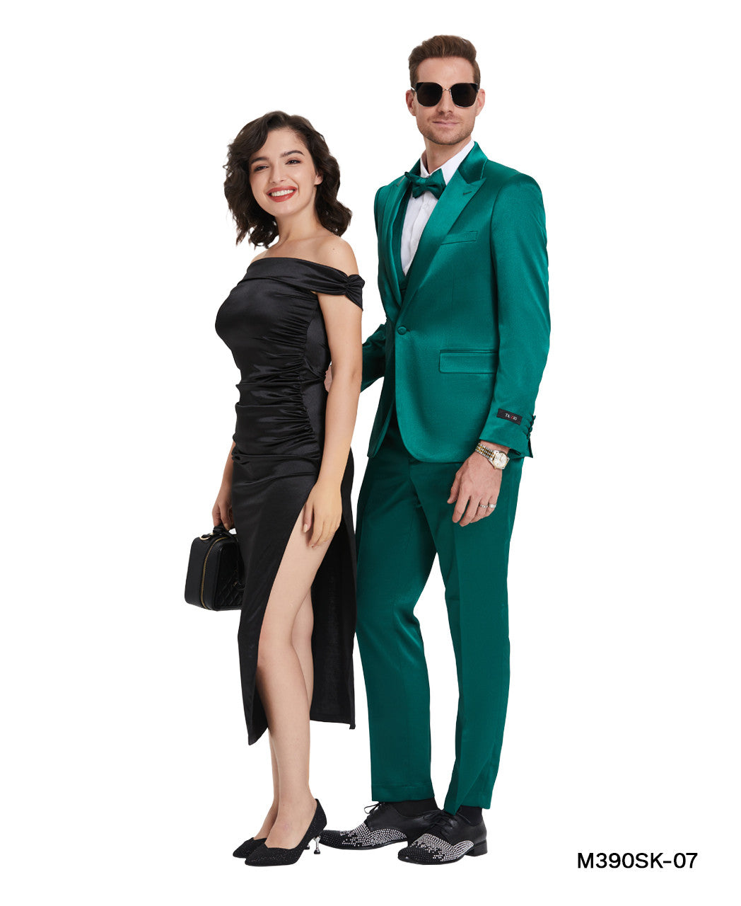 sharkskin three-piece suit in green