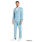 double-breasted pinstripe three-piece suit in dark gray