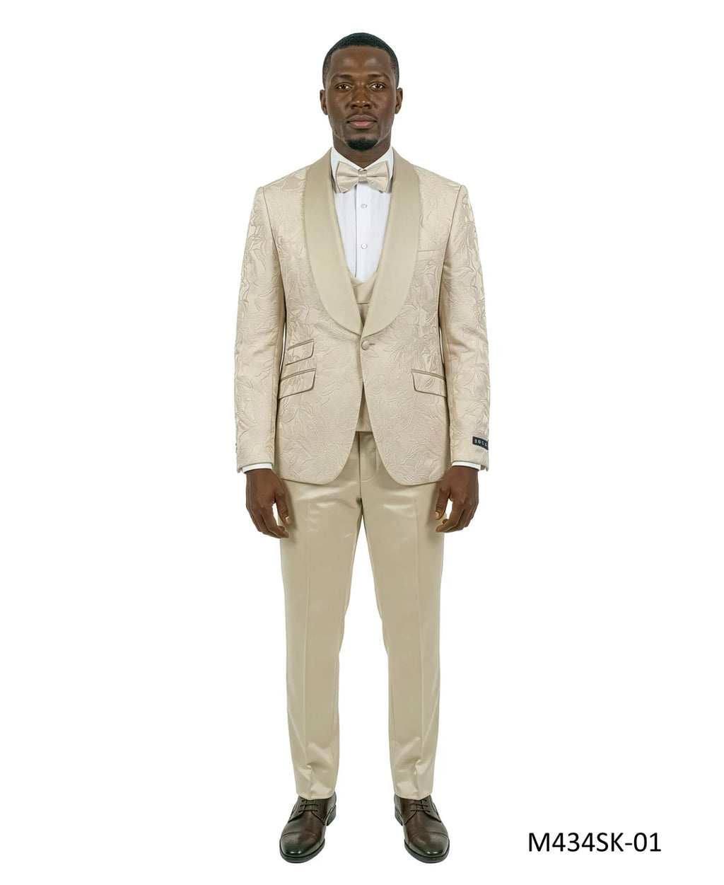 jacquard three-piece tuxedo in ivory