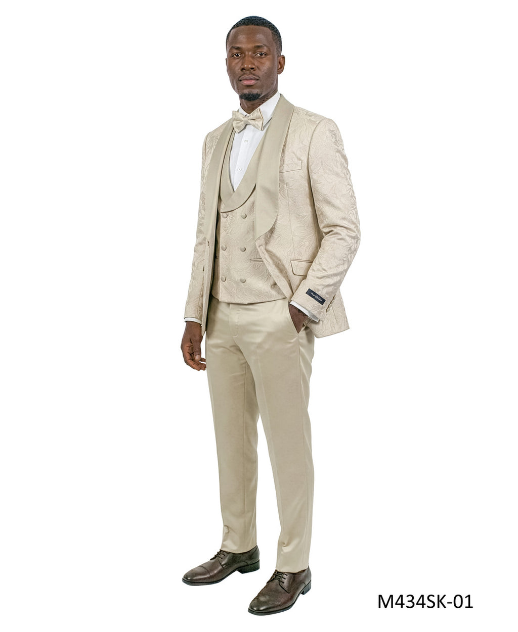 jacquard three-piece tuxedo in ivory, detail