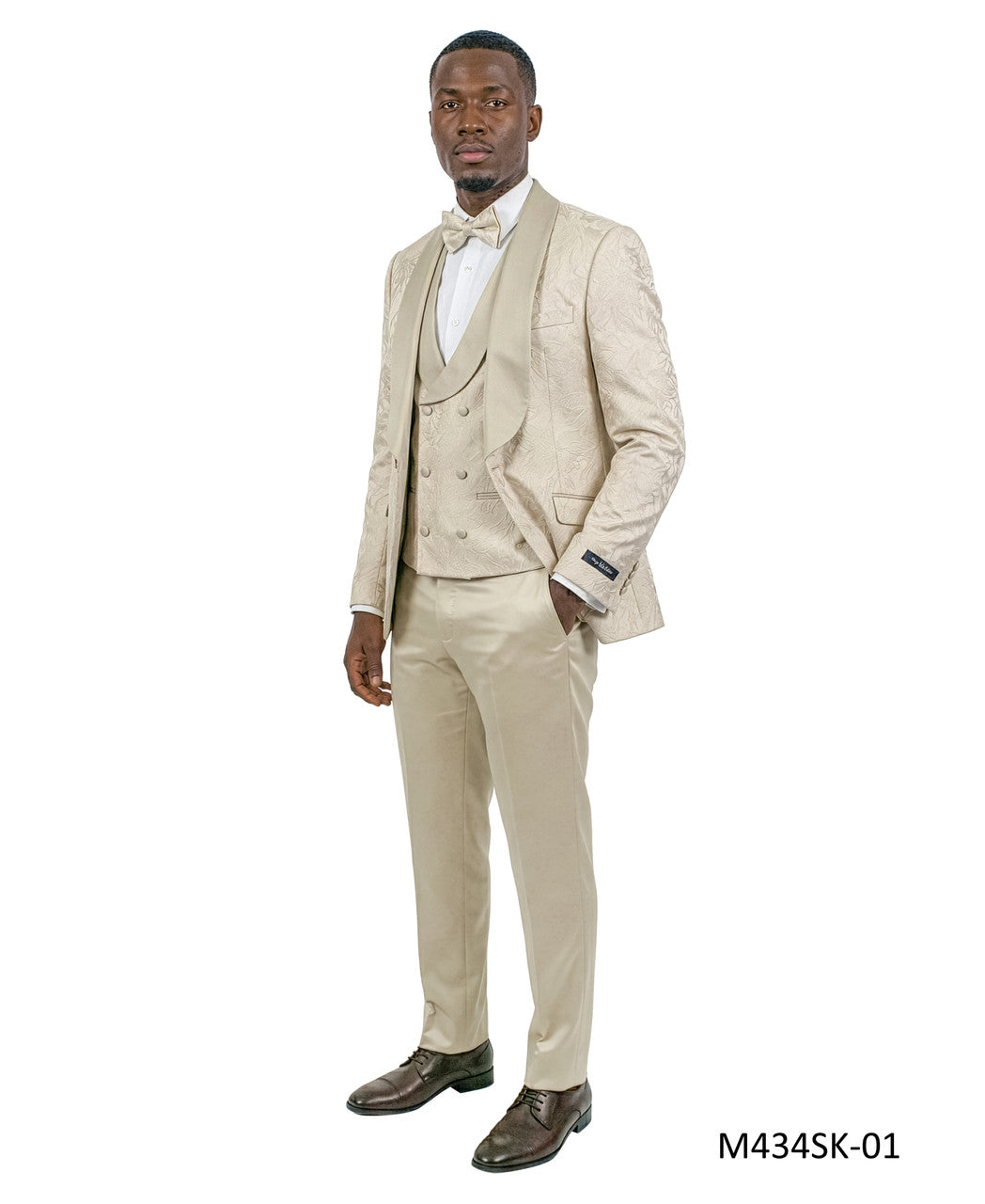 jacquard three-piece tuxedo in ivory, detail