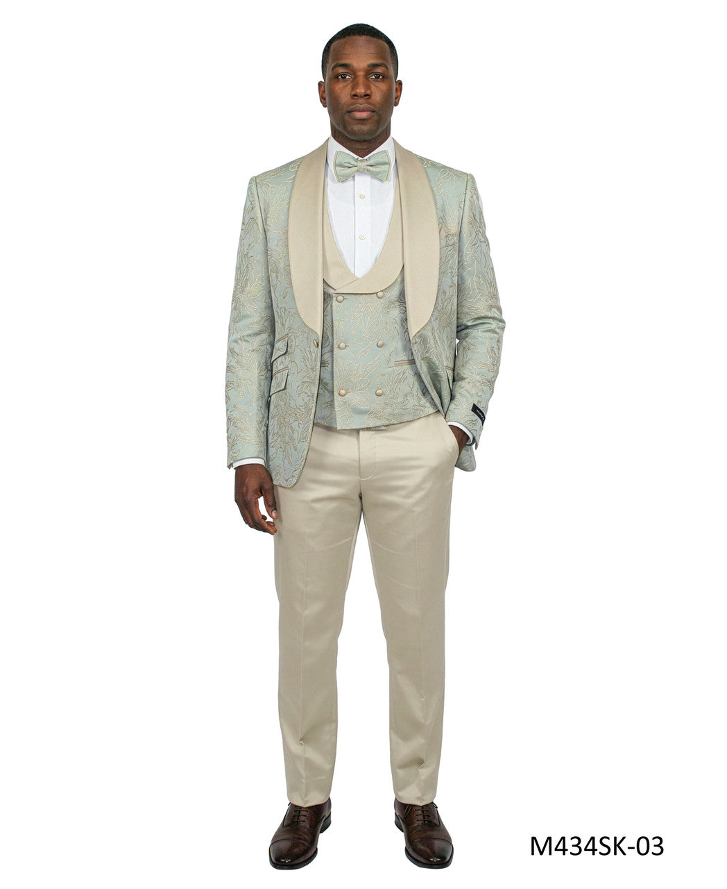 jacquard three-piece tuxedo in sage