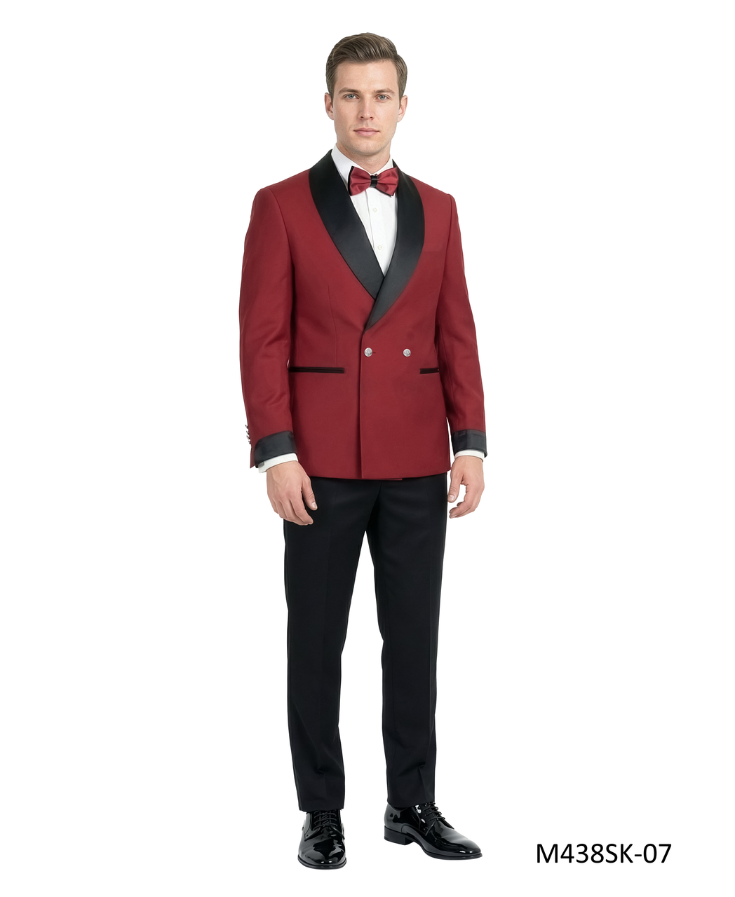 velvet wide-shawl double-breasted tuxedo in red