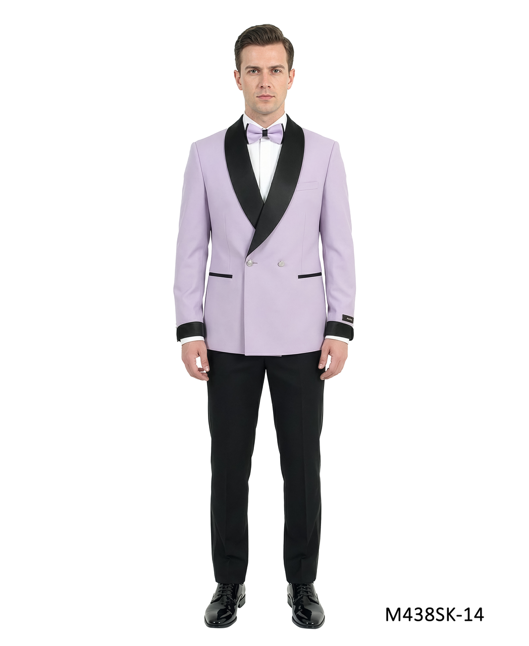 velvet wide-shawl double-breasted tuxedo in lavender