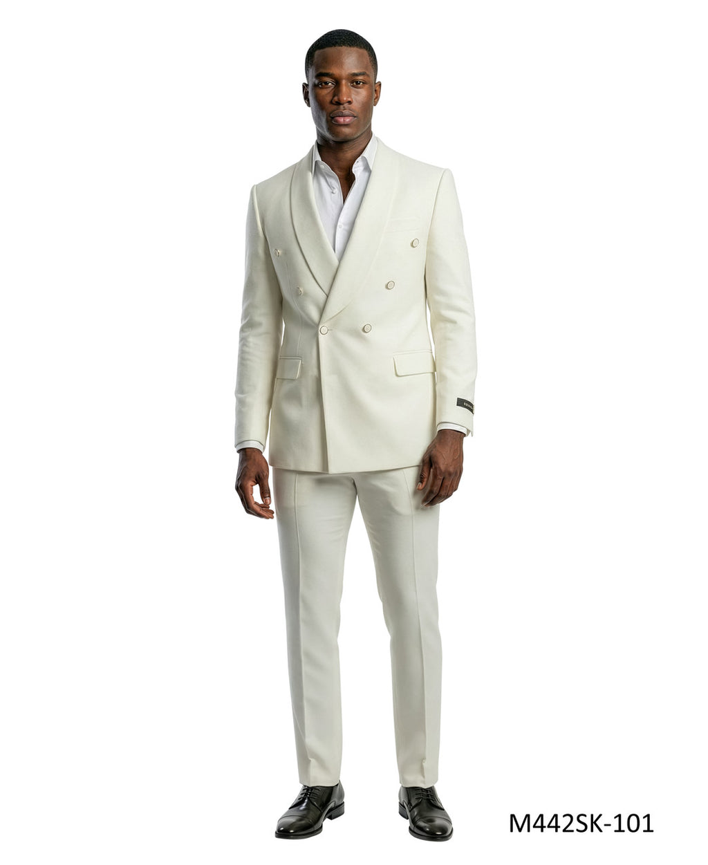 wide shawl double-breasted suit in ivory