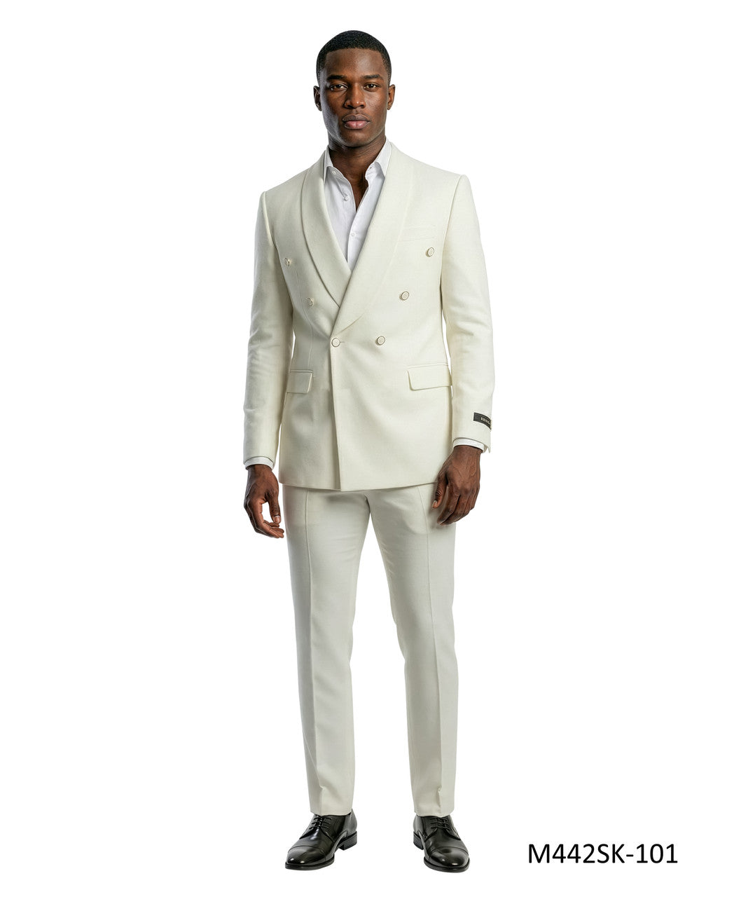 wide shawl double-breasted suit in ivory