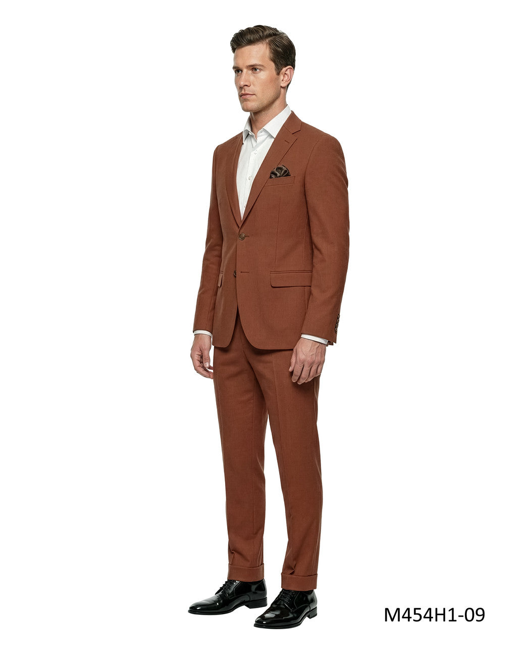 textured knit suit in orange