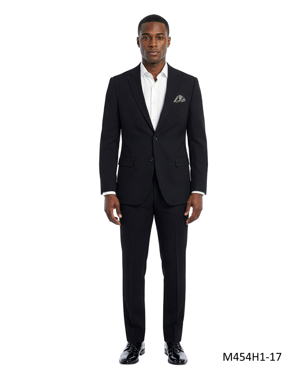 textured knit suit in black