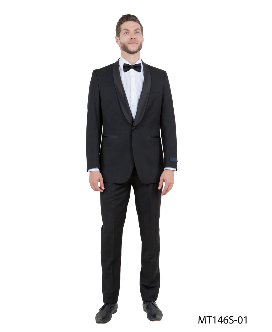 satin shawl collar tuxedo in black