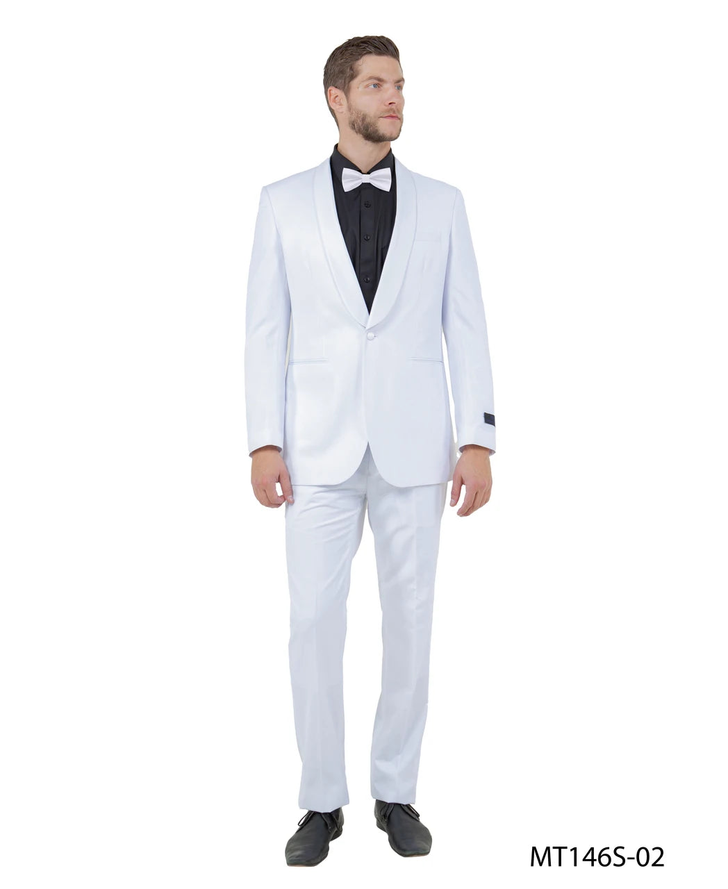 satin shawl collar tuxedo in white