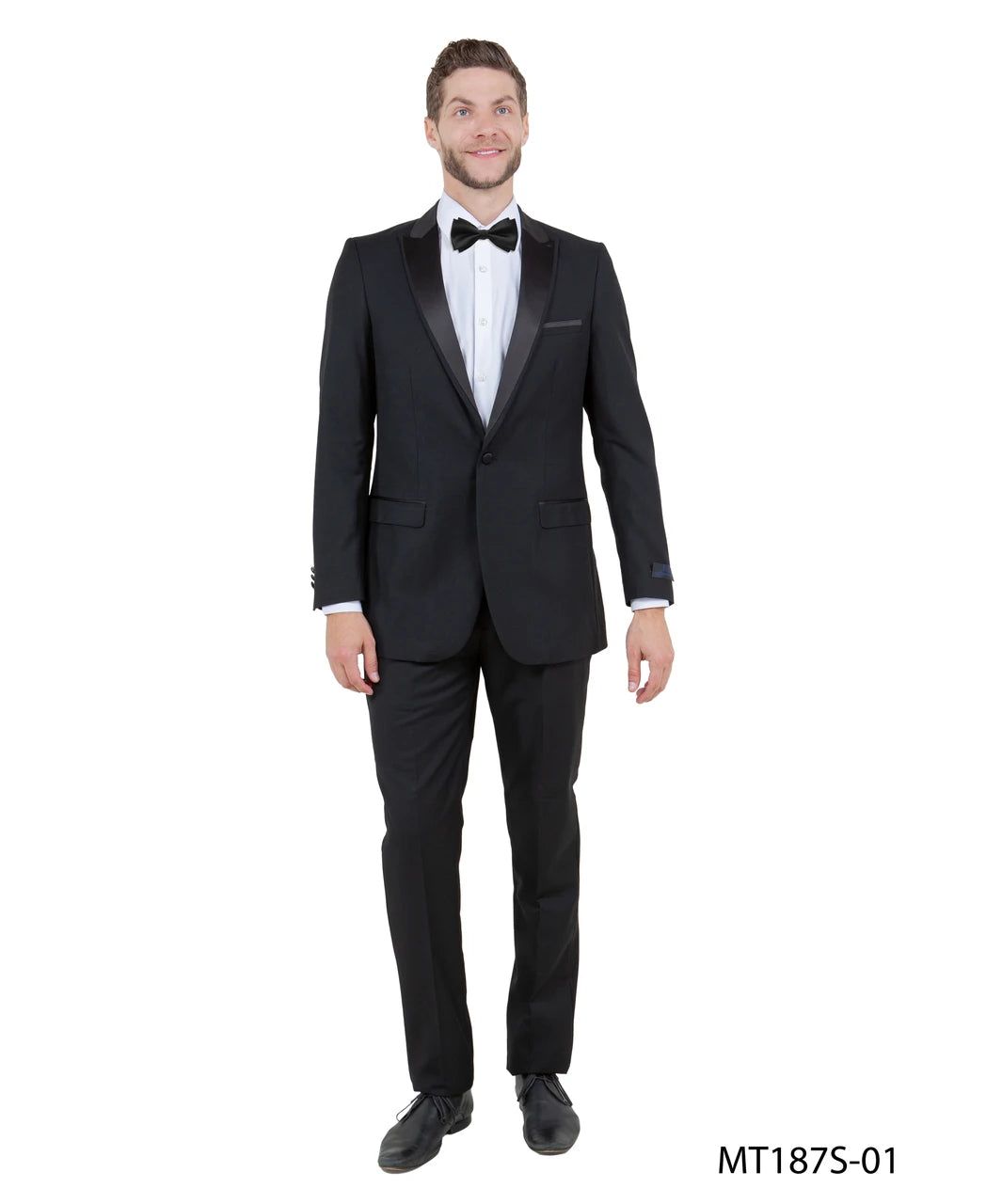 peak lapel tuxedo in black