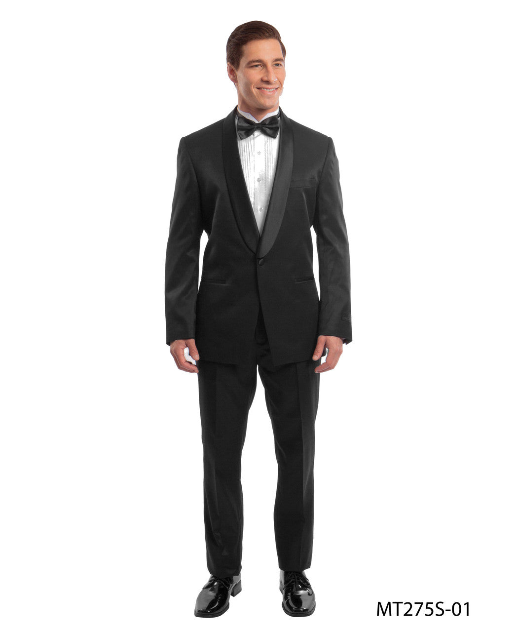 birdseye shawl collar tuxedo in black
