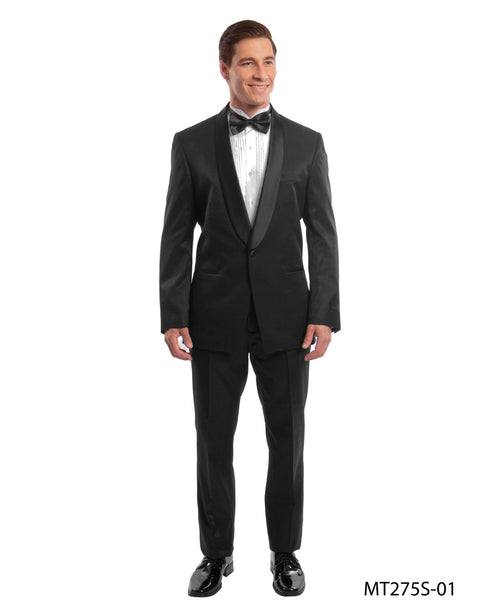 birdseye shawl collar tuxedo in black