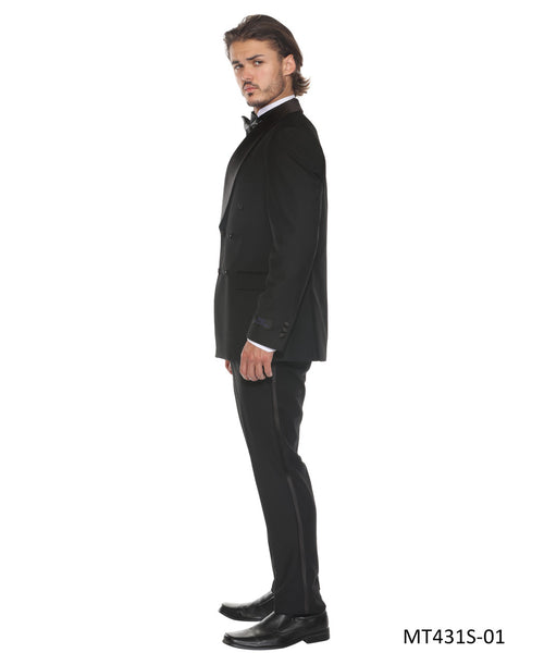 Double-breasted shawl collar tuxedo detail