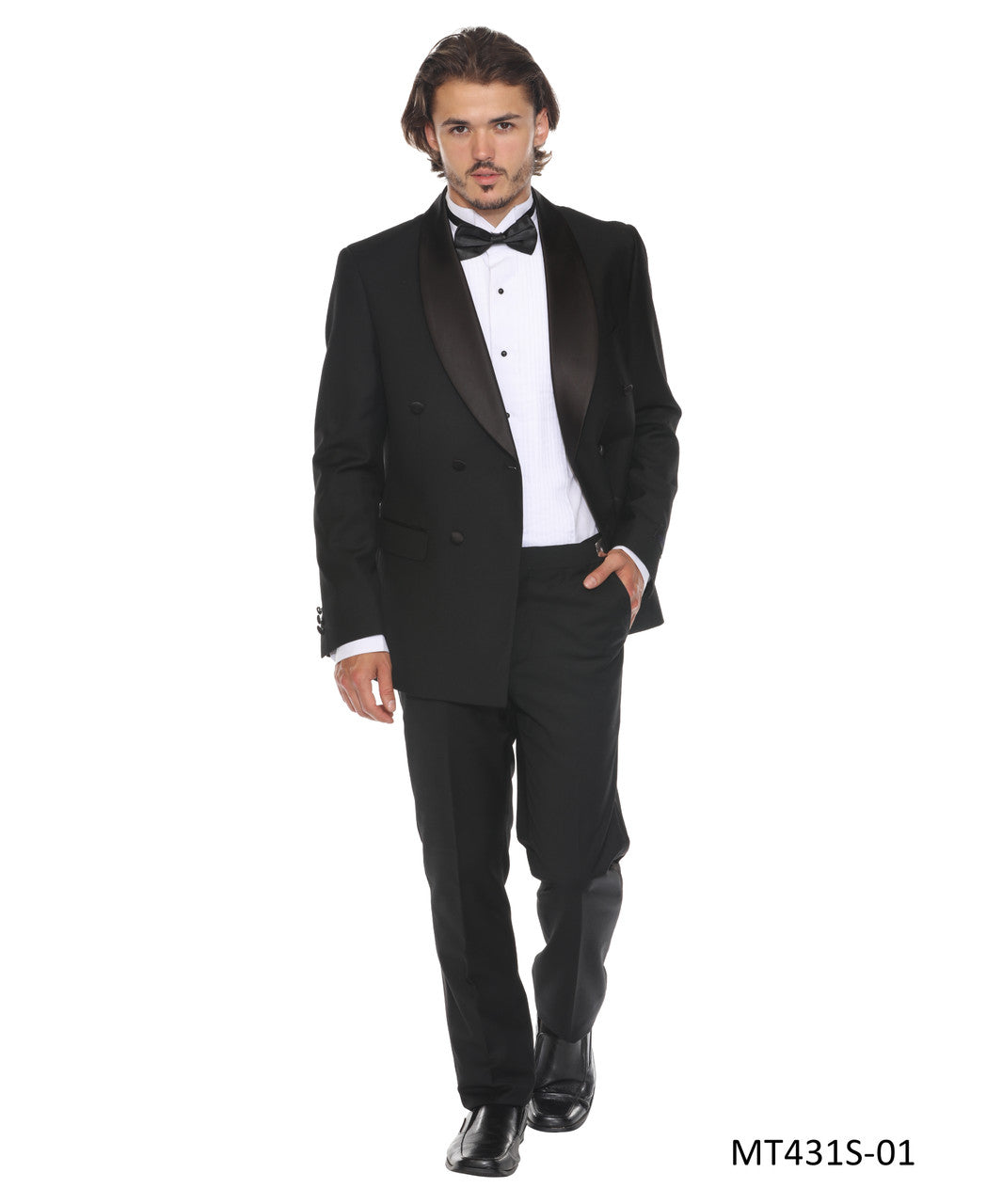 Double-breasted shawl collar tuxedo back
