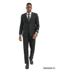 Modern fit peak lapel suit in black
