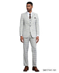 light windowpane three-piece suit in beige