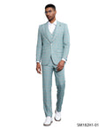 pastel windowpane three-piece suit in turquoise