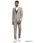 Glen plaid three-piece suit in beige and green