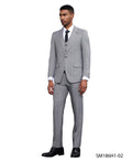 Windowpane three-piece suit in grey