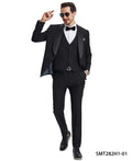 Three-piece shawl collar tuxedo in black
