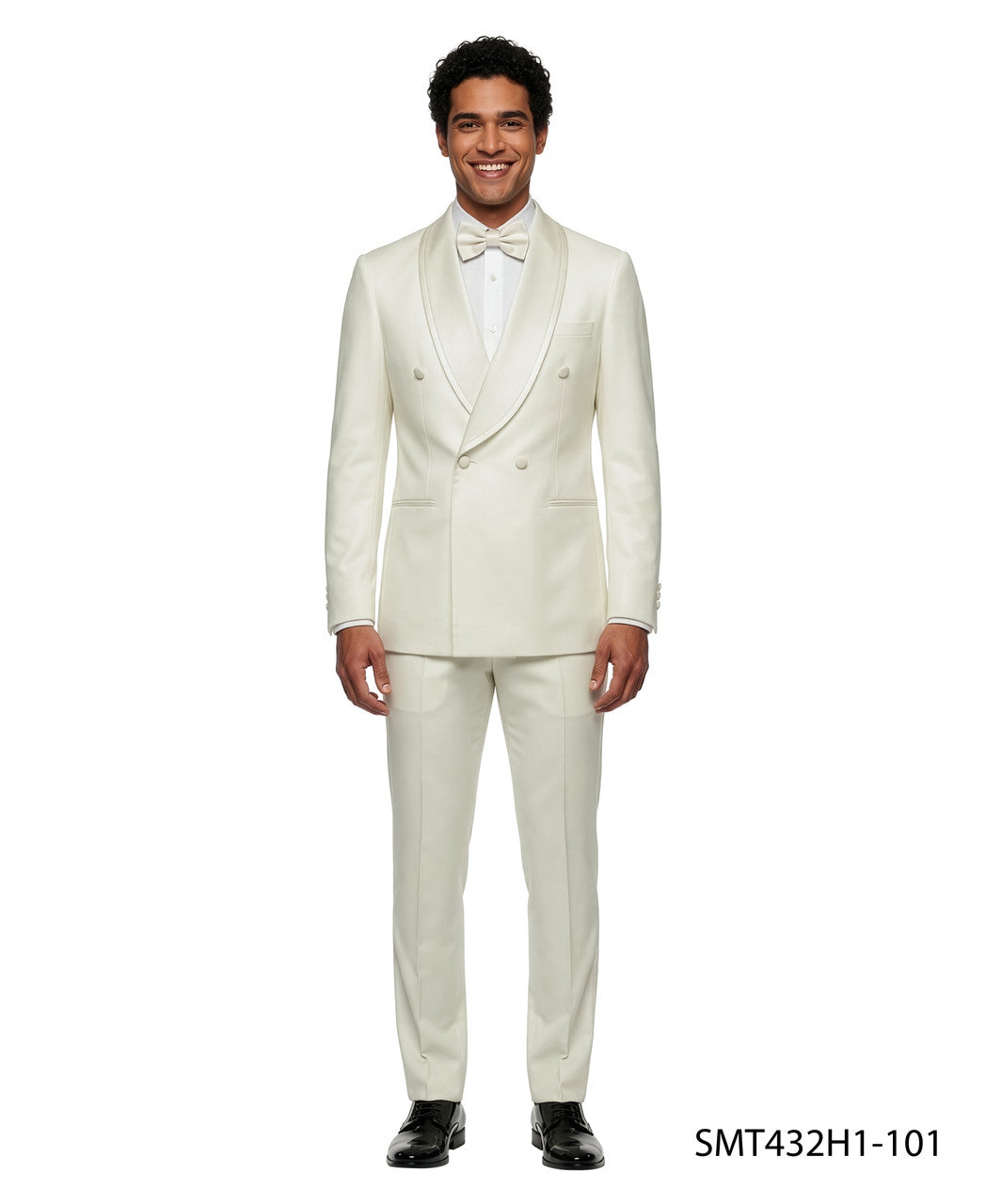 Velvet double-breasted tuxedo in ivory