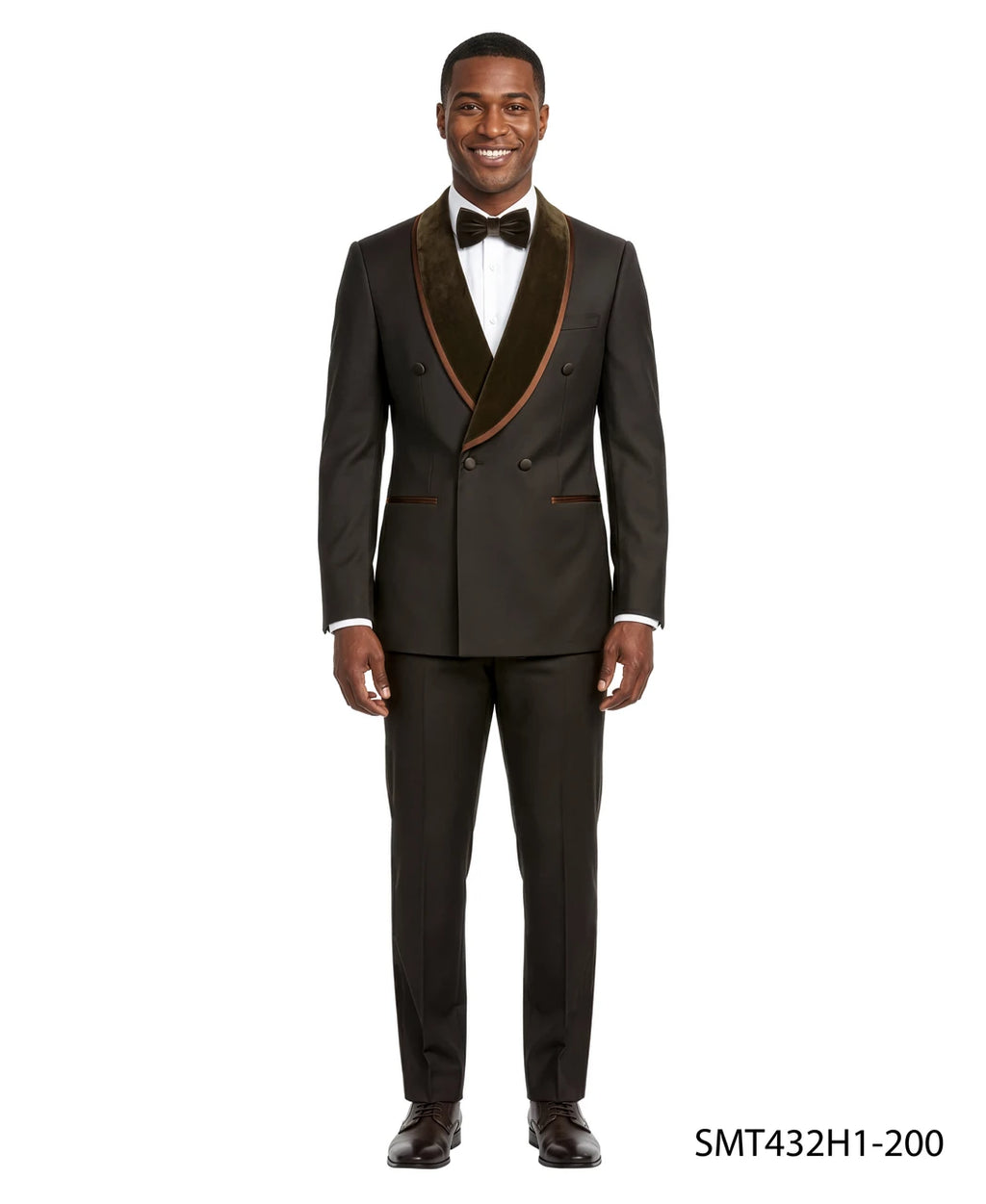 Velvet double-breasted tuxedo in brown