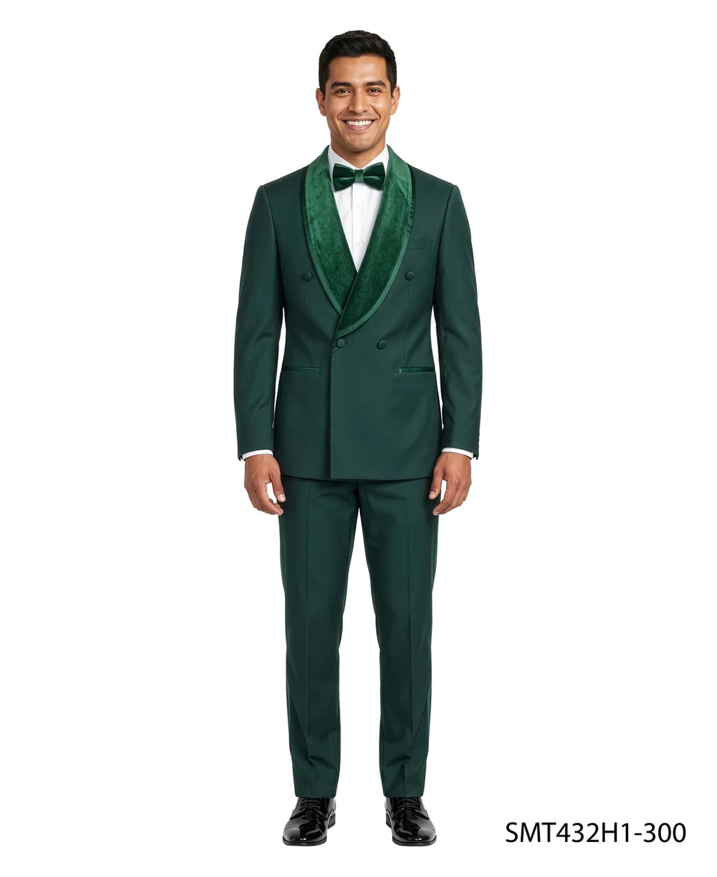 Velvet double-breasted tuxedo in green