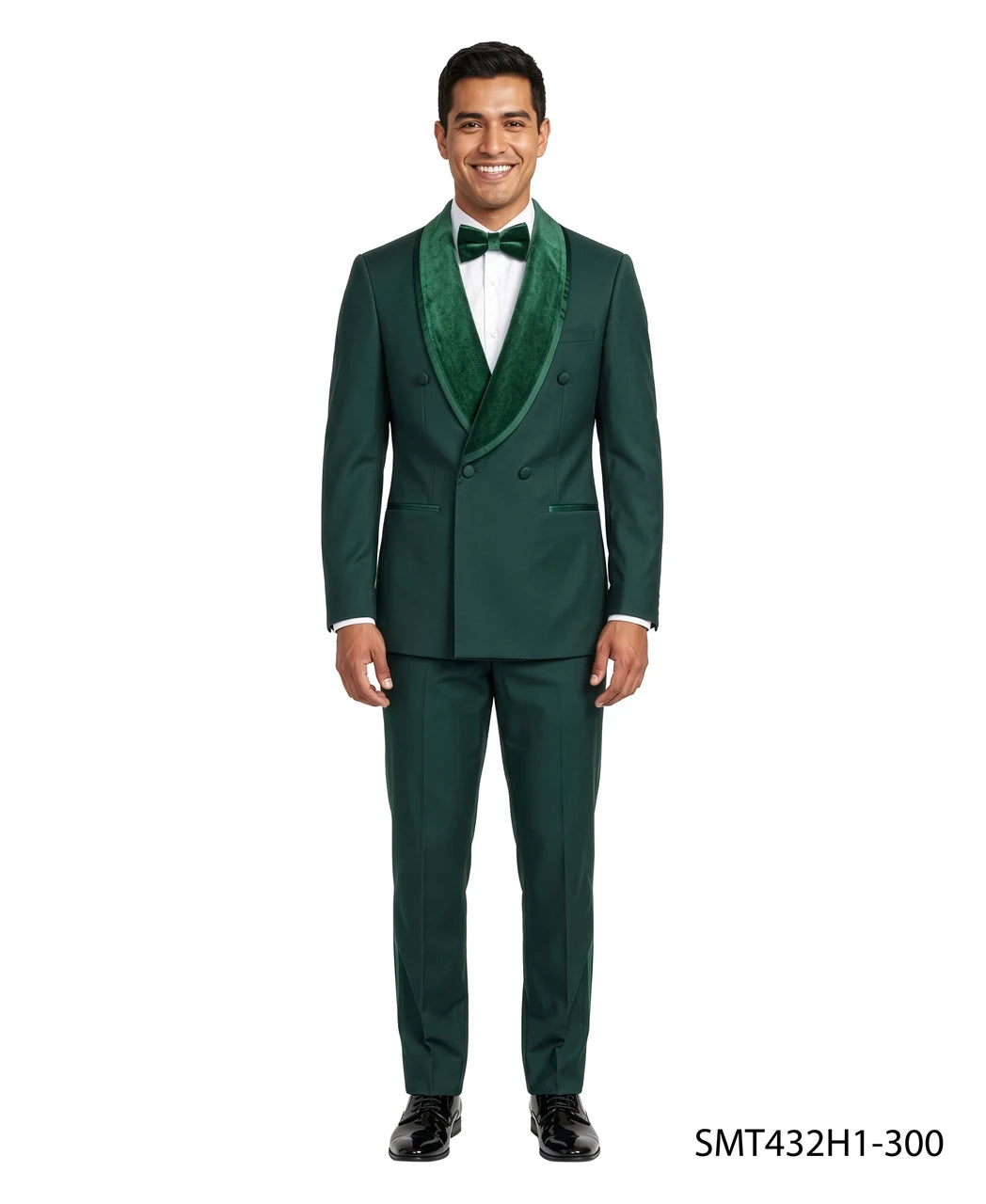 Velvet double-breasted tuxedo in green