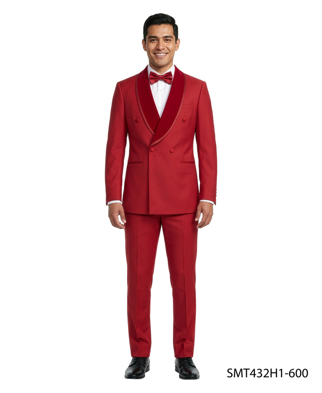 Velvet double-breasted tuxedo in red