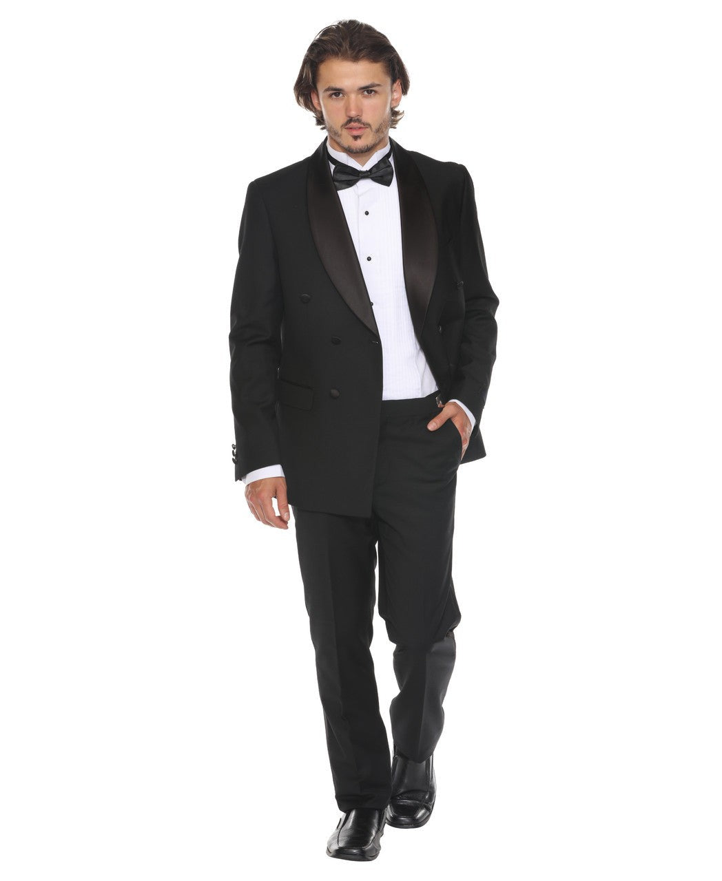 Double-breasted shawl collar tuxedo back