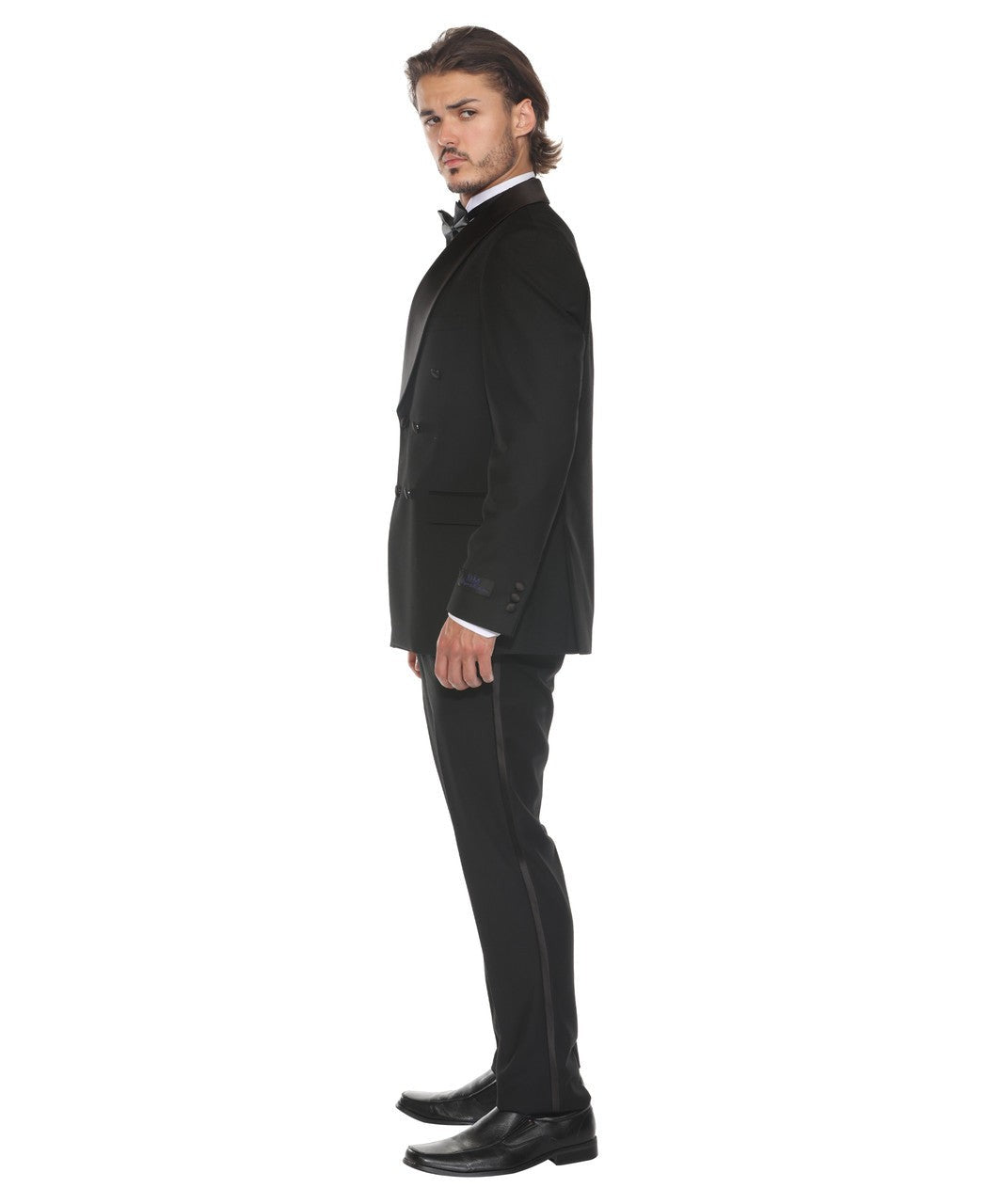 Double-breasted shawl collar tuxedo detail
