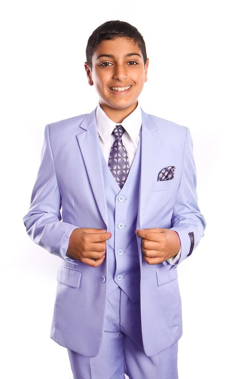 boys’ five-piece vested suit in sky blue