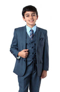 boys’ sharkskin suit set in dark blue