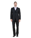 one-button three-piece suit in black
