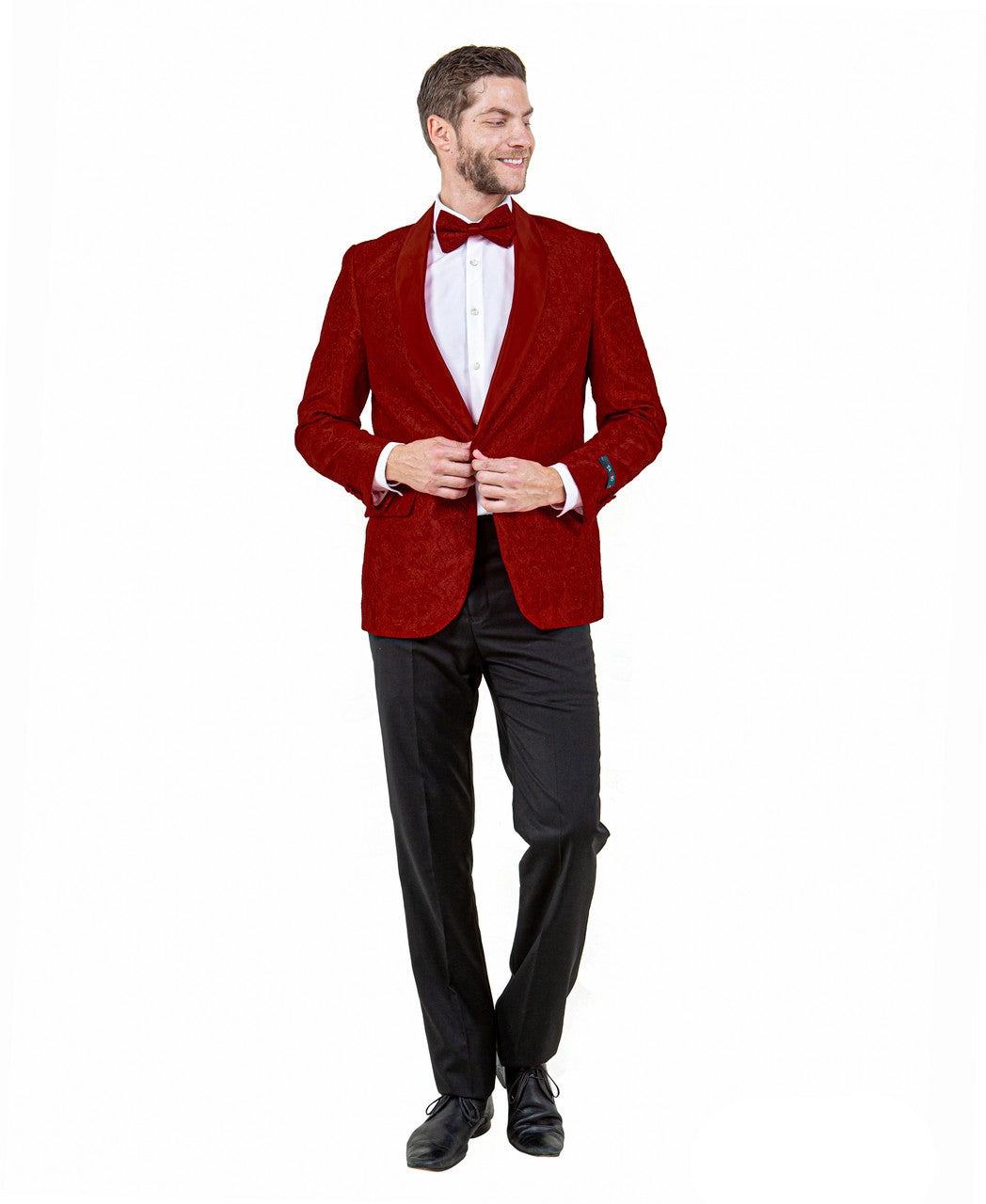 shawl collar dinner jacket in burgundy