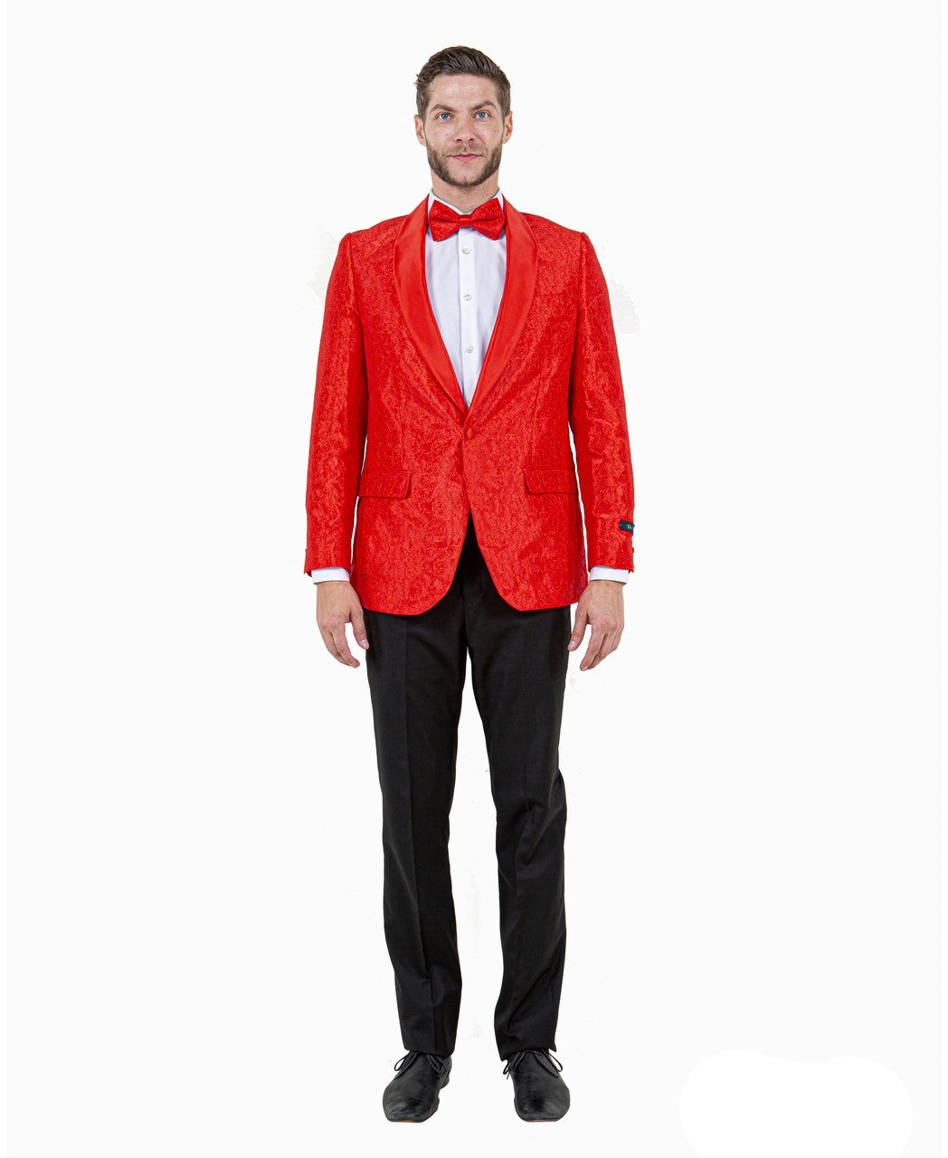 shawl collar dinner jacket in red