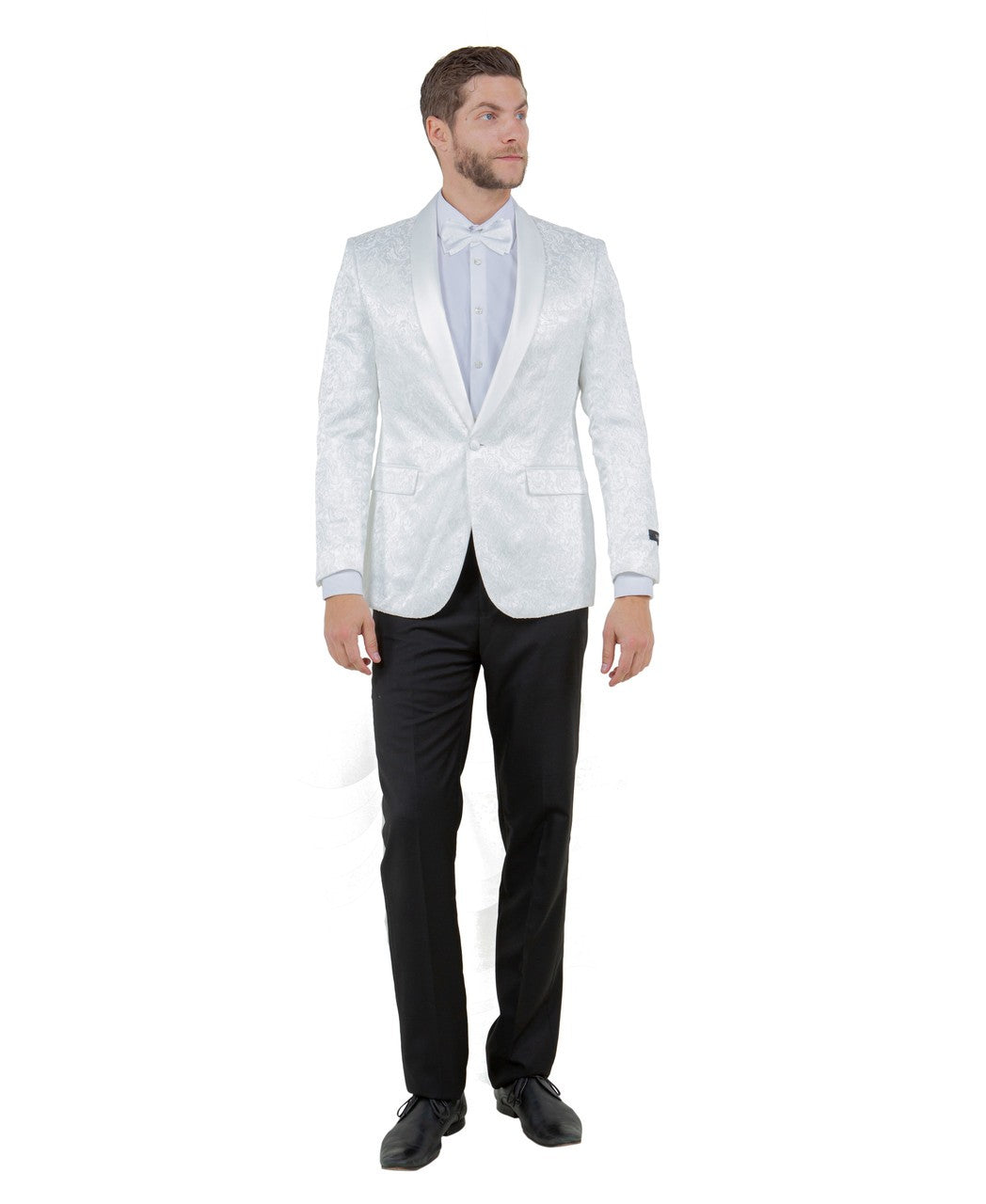 shawl collar dinner jacket in white