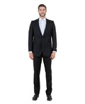 slim fit notch lapel suit in black