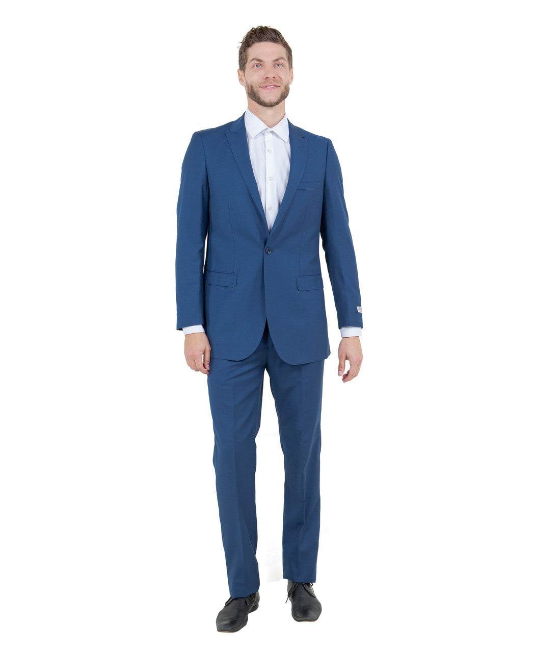 slim fit notch lapel suit in blue