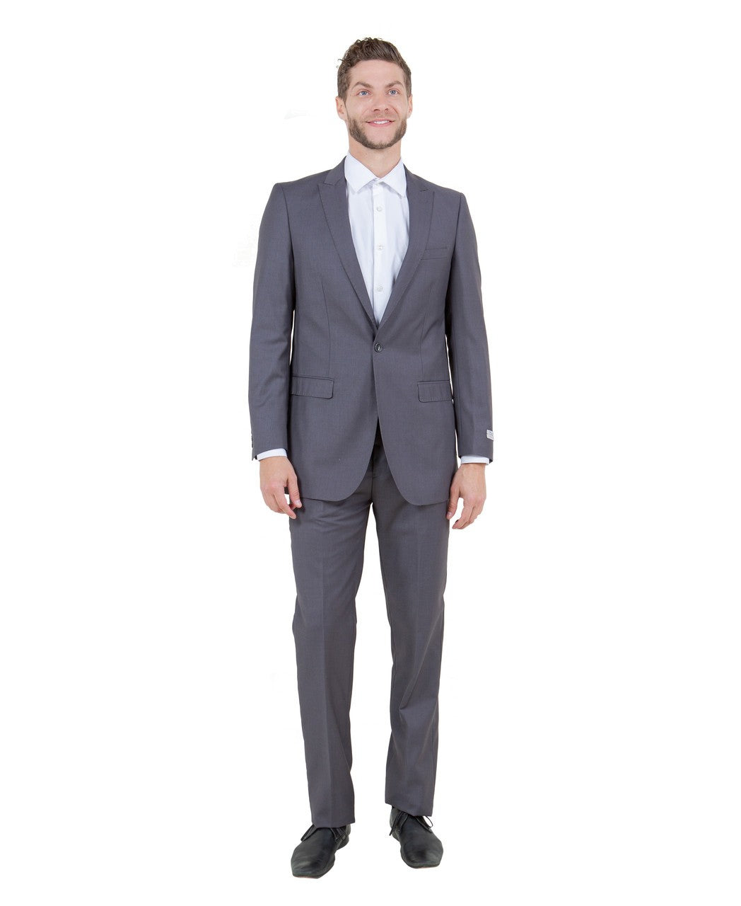 slim fit notch lapel suit in grey